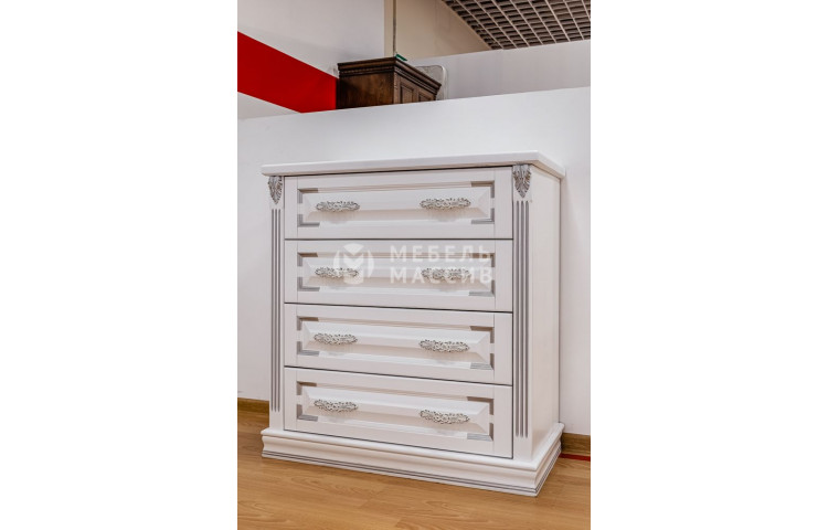 Комод из серии Оливия (белая эмаль с серебряной патиной)