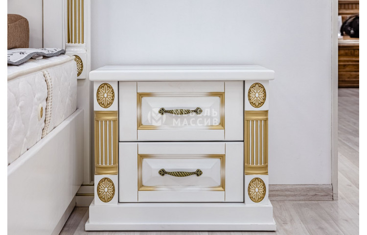 Тумба из серии Пальма (белая эмаль с золотой патиной)